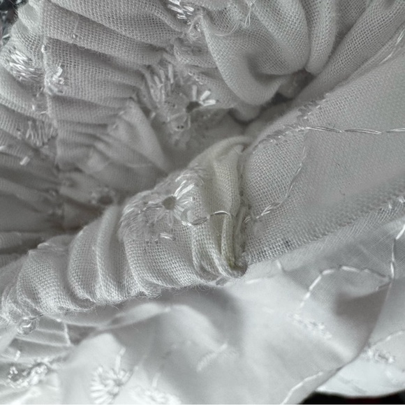 Pants floral embroidered white lounge flowy lounge lightweight flowers shimmer - Picture 8 of 9